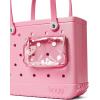 imageBOGG BAG  Medium Tote  Blowing Pink Bubbles White Buttons  15in L x 5in W x 125in H  Beach Pool Boat Work Sports  All Purpose EVA  Lightweight Washable Durable