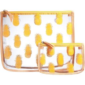 imageBOGG BAG  Decorative Insert Insert Set of 2  Fits Original Large ampamp Baby Medium Yellow Pineapple  Zippered Pouches  Clear LeakResistant Easy to CleanYellow Pineapple